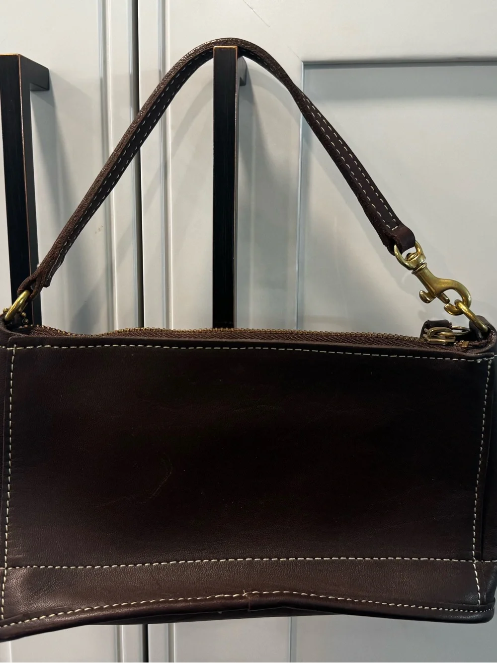Vintage Coach 9311 Chocolate Brown Leather Bleecker Demi Zip Shoulder Bag